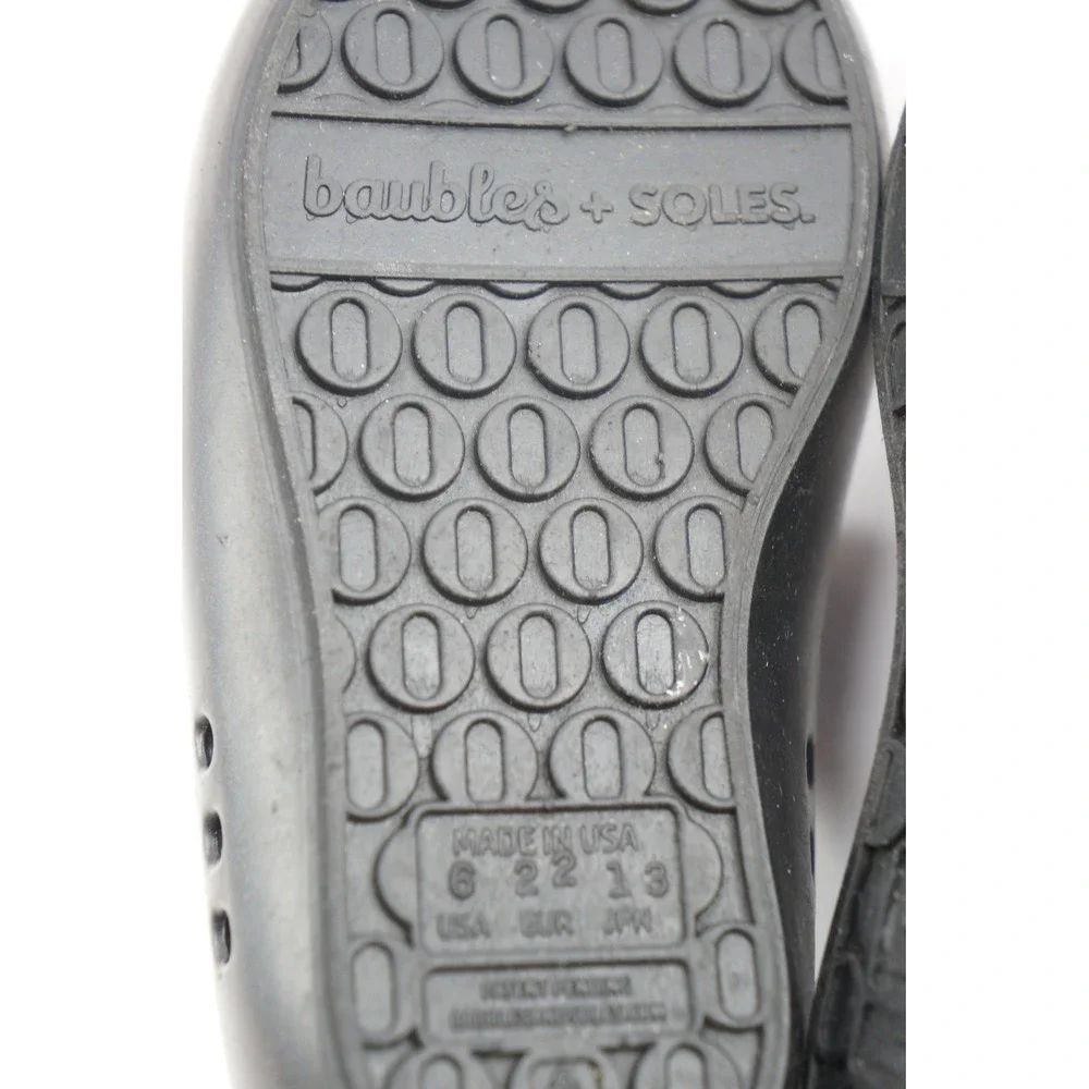GC Baubles + Soles Black‎ Heart Jelly Shoes Glitter Slip On Mary Janes Kids 6